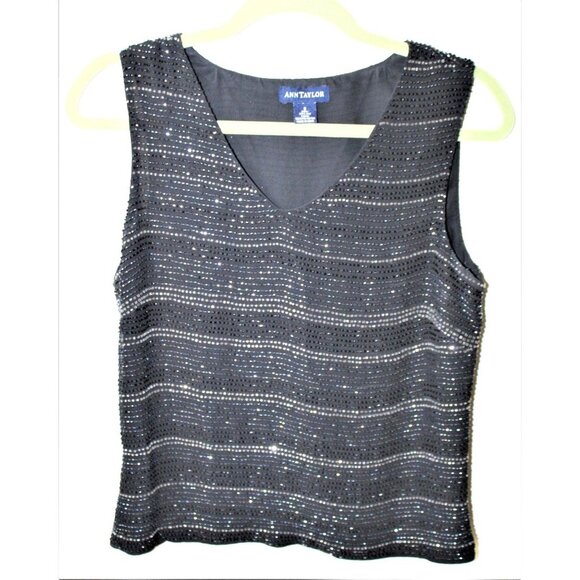 ANN TAYLOR sequin 100% silk Sleeveless tank 8 - Picture 2 of 6